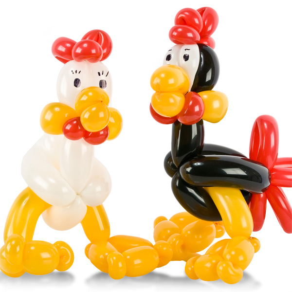 Luftballon-Figuren Hühner.