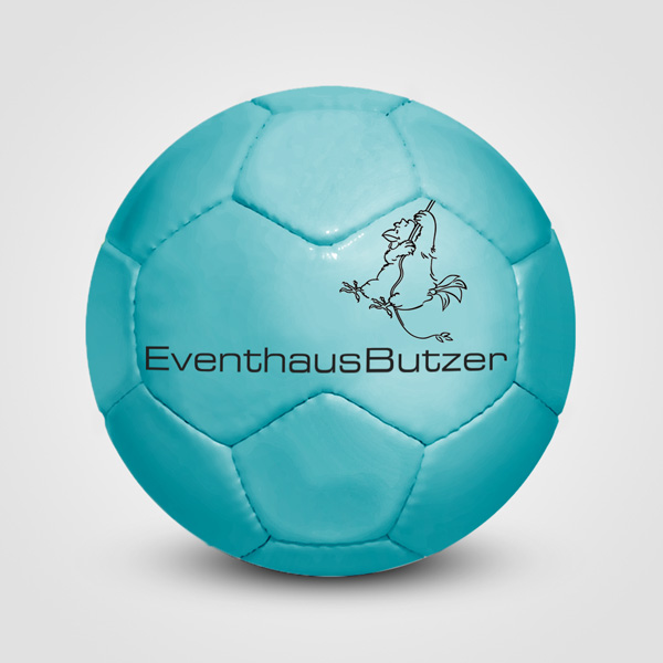 Fußball-Branding, Miniball mit Logodruck.